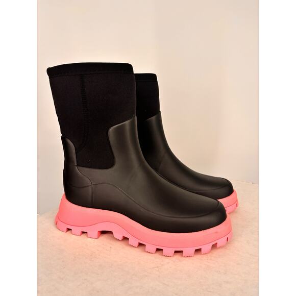 Hunter City Explorer Short Boots in Black With Pink Size 5 - Picture 2 of 5